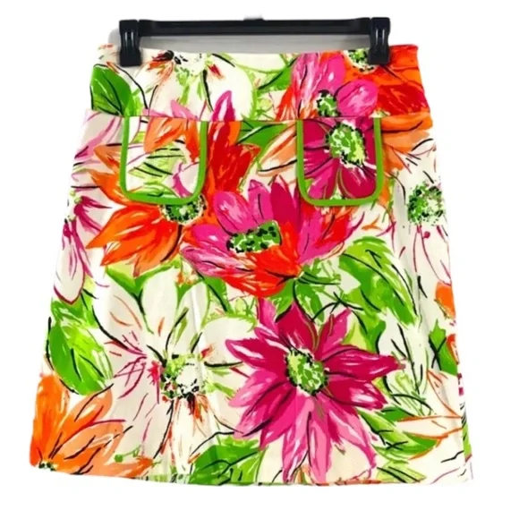 City Silk Skirts City Silk Pink Orange Lime Green Floral